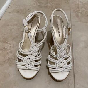 White wedge sandals, Antonio Melani, size 8.5M